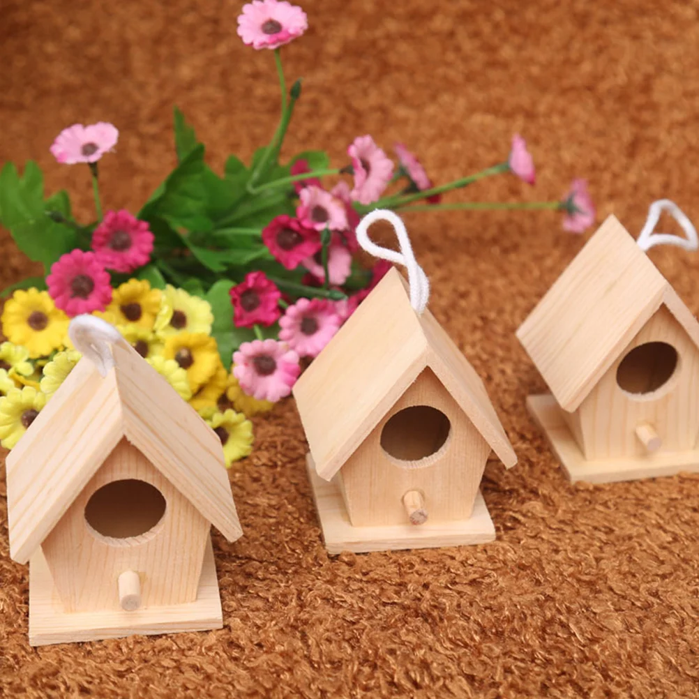 

1pc Wooden House For Parrot Canary Durable Bird Nest Cage Comfortable Bird Hut Pet Supplies