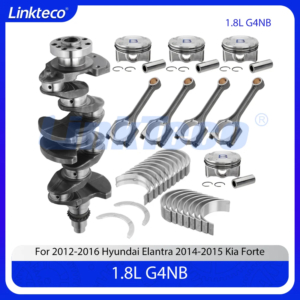 

Engine Part Crankshaft Kit Piston Conrod Bearings Fit 1.8 L T L4 GAS G4NB For 1.8L 2012-2016 Hyundai Elantra 2014-2015 Kia Forte
