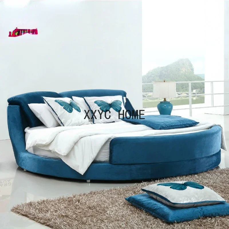 

Fabric round Bed Double Modern Simple and Fashionable Bed Princess Bed