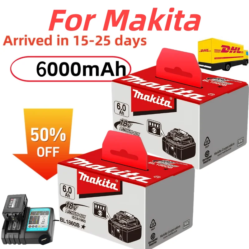 

NEW Original Makita 18V Battery 6000mAh Lithium Compatible with BL1830B BL1850B BL1860B LXT400 Electric Tools