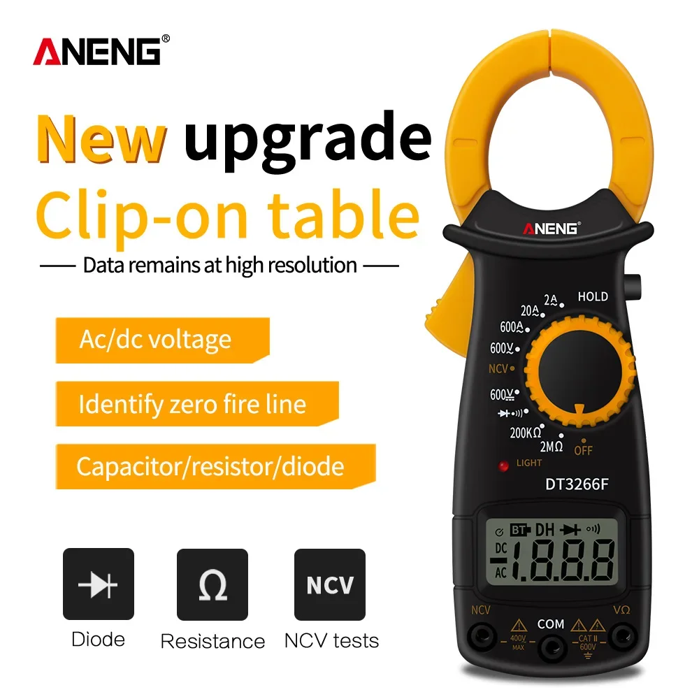 Clamp Meter Digital Multimeter ANENG DT3266F Mini Clamp Amperemeter Electrical AC / DC Voltage Resistor Tester with Buzzer test