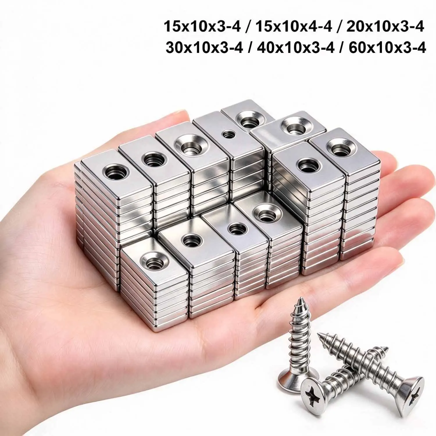Strong Neodymium Magnet with Hole Bulk Sheet N38 Rare Earth Permanent Magnet imane with screw For Home Refrigerator,Office,DIY