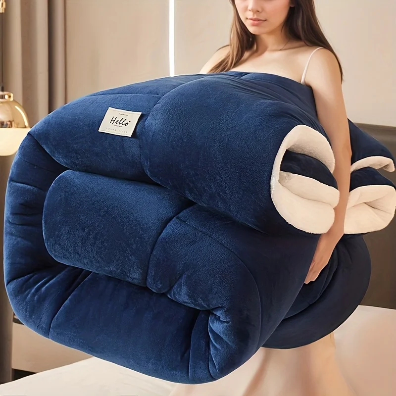

Crystal Fleece King Size Comforter, Ultra Warm Winter Blanket with Anti-Static, Heavy Thick Queen Full Bedding for Home & Dorm,