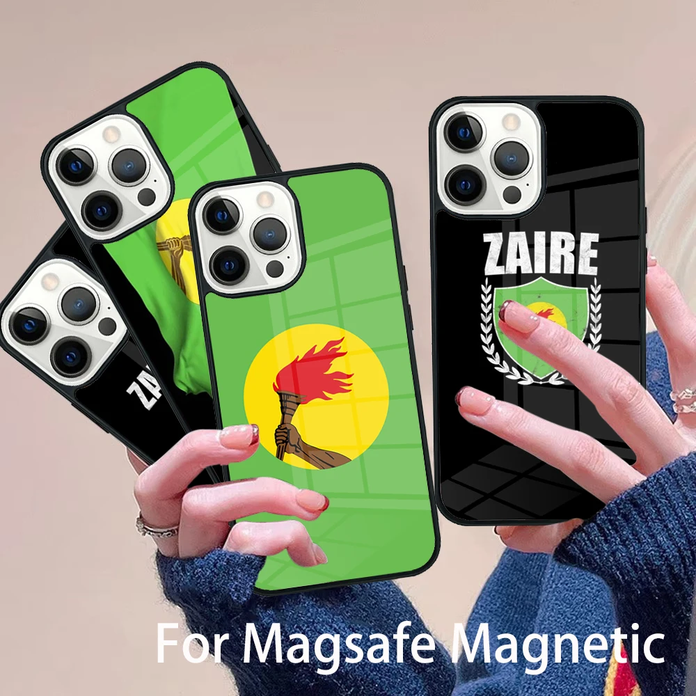 

Zaire Flag Phone Case Magesafe Magnetic Wireless Charge Cover For IPhone 16 11 12 13 14 15 Pro Max Plus Mini