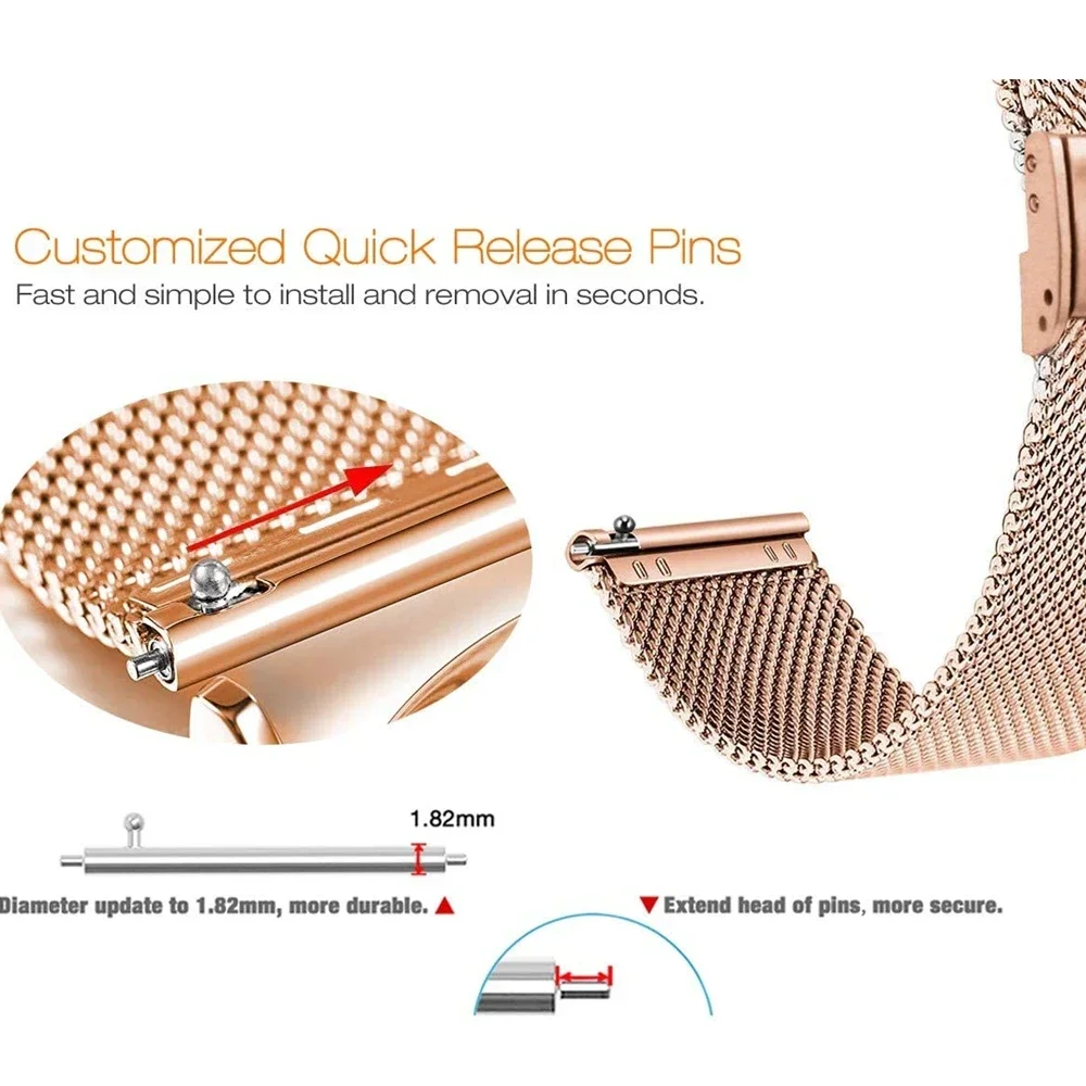 0.6mm Milanese Mesh Stainless Steel Band Thickness Wriststrap 16mm 18mm 20mm 22mm Metal Straps for Samsung Galaxy Watch 7/6/5/4 image 4
