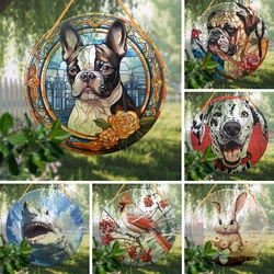 1pc 8x8inch(20x20cm) Acrylic Sign Window Hanging Funny Boston Terrier Decorations For Office Coffee Cafe Decor