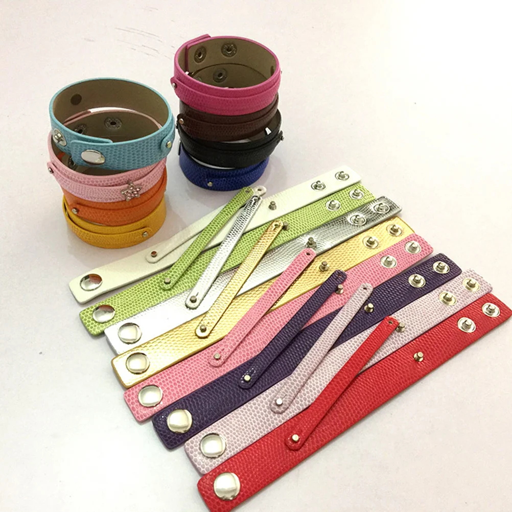

25pcs Pu Bracelet For Wrist Band Double Layer Diy Strap Handmade Accessories Durable Creative Gift White