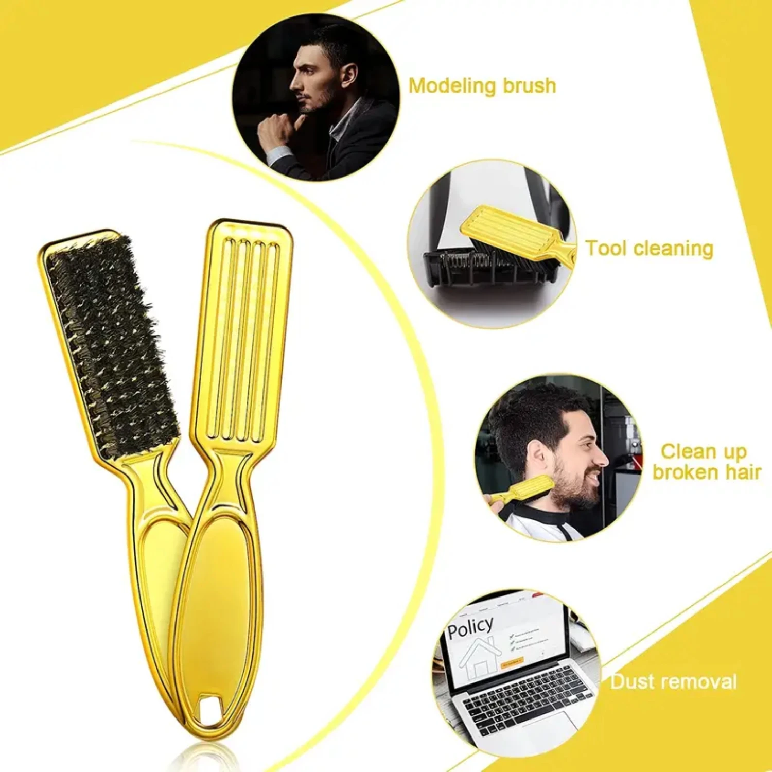 Set di lame per tagliacapelli nere professionali essenziali con spazzola in nylon da 3 pezzi - Kit di pulizia efficiente per tagliacapelli da barbiere - Strumento ideale f