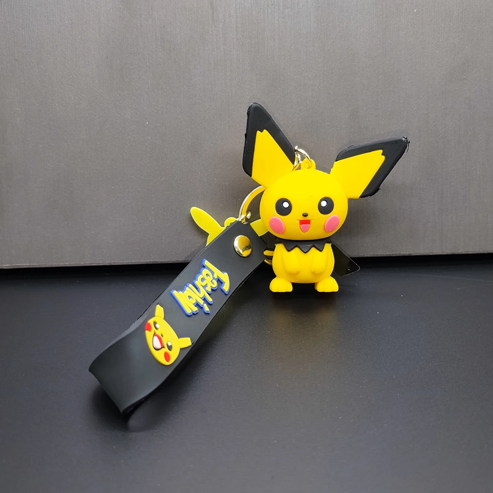 Magic Pokemon Pikachu Key Chain Cute Reachable Duck Bag Pendant Creative Couple Doll Wholesale Car Keychain Kid Gift Key Ring