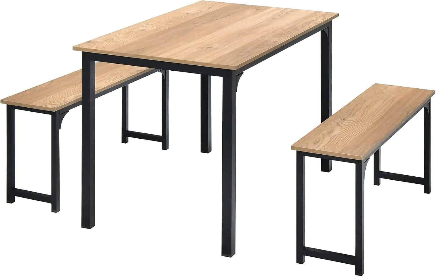 Giantex Dining Table Set For 4, Industrial Kitchen Table Set W/ 2 Benches, Space-Saving Dinette Set For Breakfast Nook, Dining