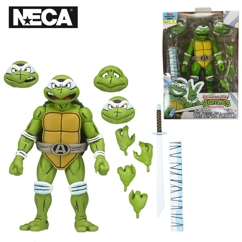 NECA 54491 juguetes adolescentes Tortugas Ninja mutantes figura de acción abril como la quinta tortuga 18cm colección muñeca TMNT modelo de regalo Original