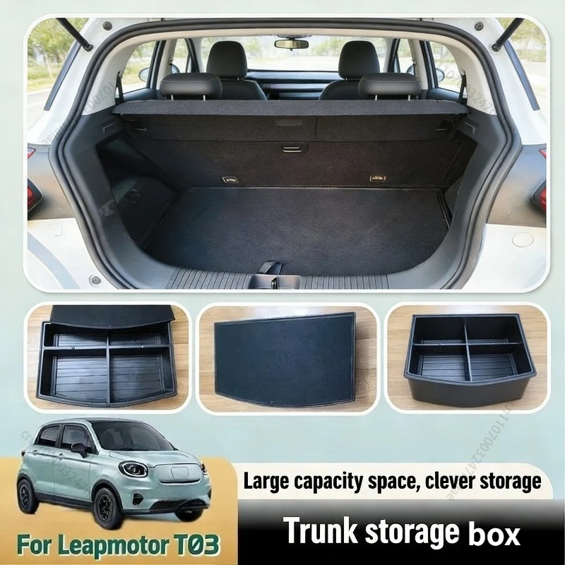 Organizer per Bagagliaio - Scatola Pieghevole Divisibile Antiscivolo Resistente per Massimizzare lo Spazio di Carico per Leapmotor T03 2021 2022 2023 2024-2026