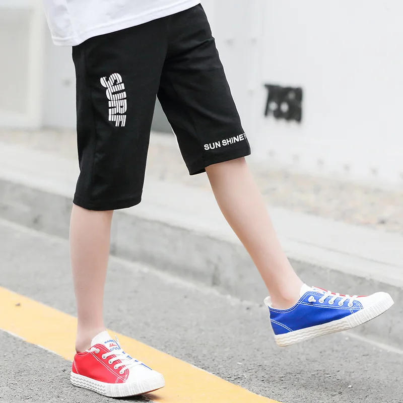 

Boys' Summer Thin Cotton Shorts Outer Wear Medium and Big Children's Western Style Fifth Pants Loose Casual Children Pants Clear