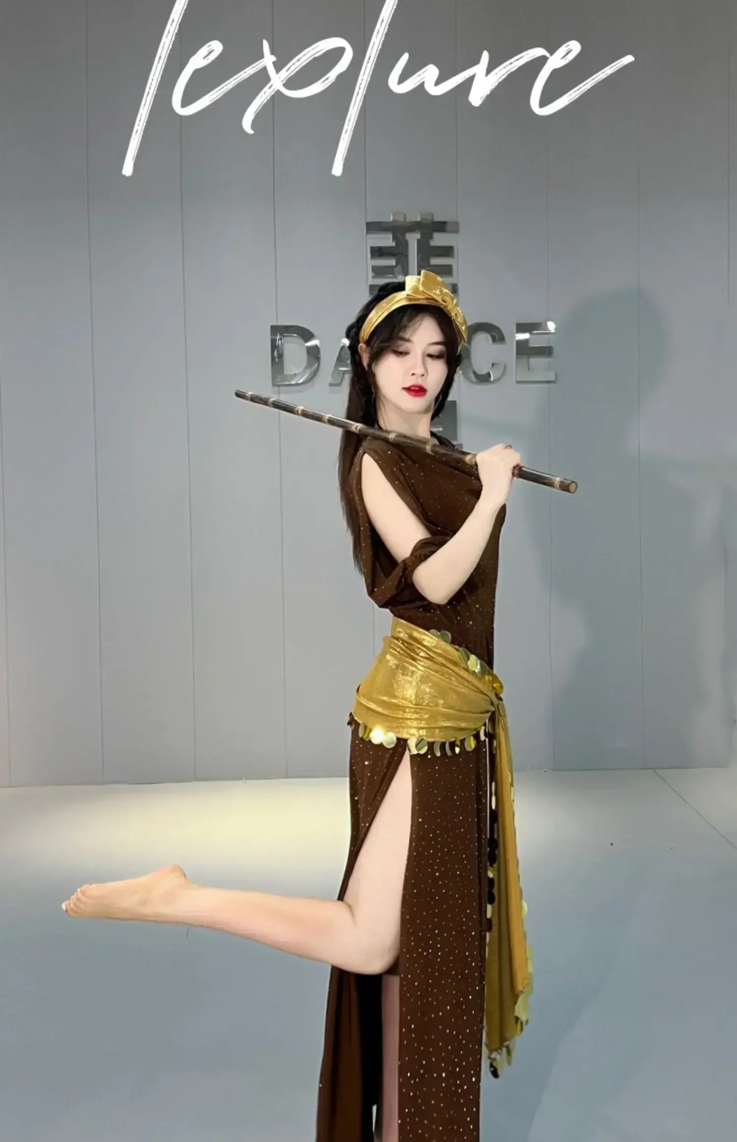 زي الرقص الشرقي الجديد بلدي رداء شعبي ممارسة زي ثلاث قطع زي أداء الترتر #1