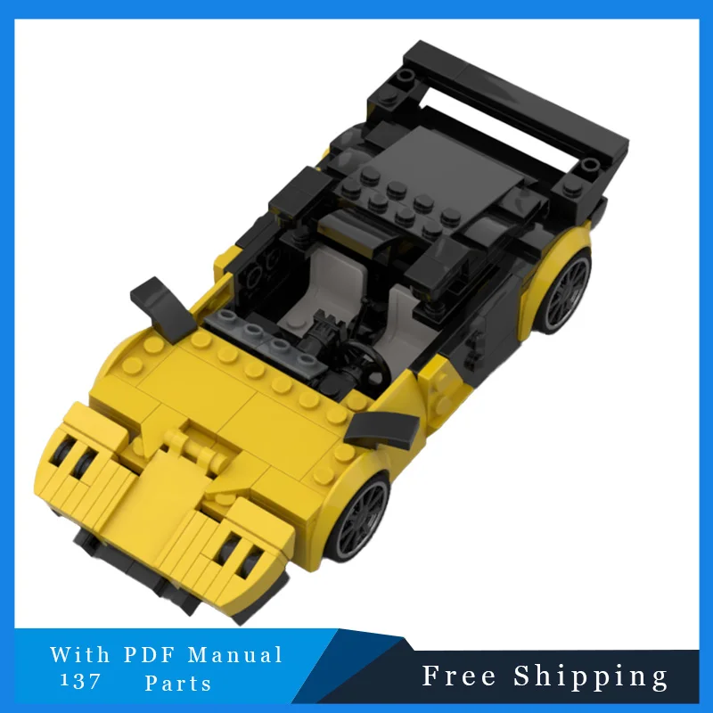 137 PCS MOC Technische Bausteine Gelb Geschwindigkeit Auto Ziegel Modell Kreative Bildung DIY Montage Spielzeug Für Kinder Weihnachten Geschenke