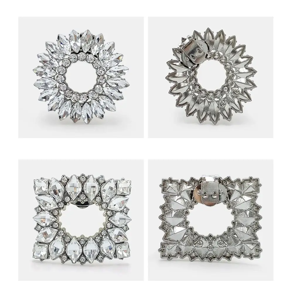 Clamp Wedding Bride Shoe Decorations Clip High Heel Glass Crystal Shiny Clips Removable Rhinestone Flower Charm Buckle Women