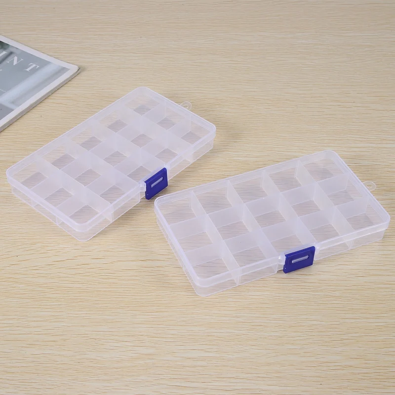 Plastic Organizer Box, 2 Pack Clear Bead Organizer For Jewelry Tackle Earring Craft Beads(15 Grids)