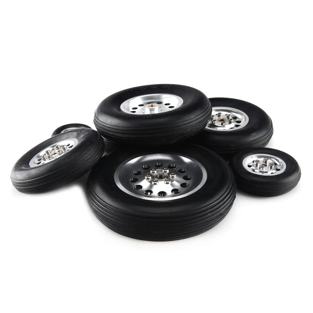 1Pair Rubber Wheel With Aluminum Hub For RC Airplane Model And DIY Robot Tires 1.75\