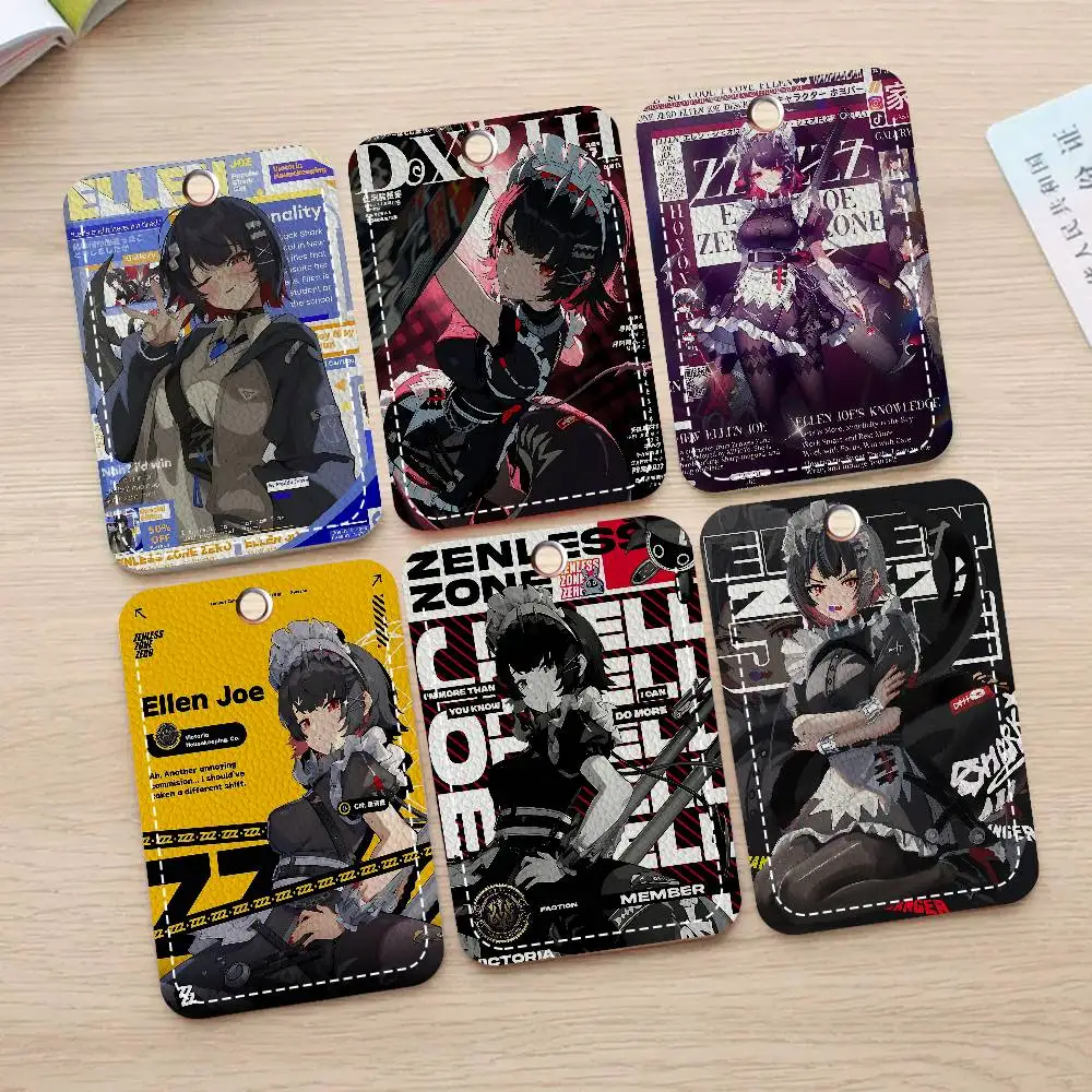 ZZZ Ellen Joe Game Zenless Zone Zero Rectangle Keychain Card Holder, Credit Card Holder, Student ID Card Holder, Bus Cards Cover