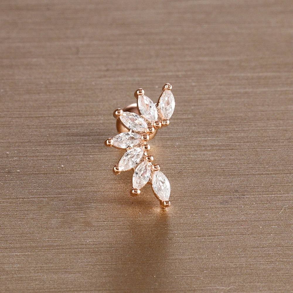 Mini Zircon Cartilage Piercing Stud Earring, 6 Styles