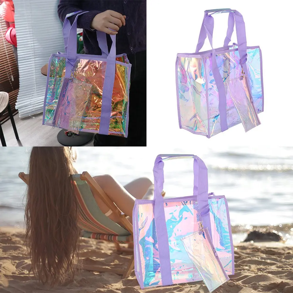 

Waterproof Clear Tote Bag with Mobile Phone Pouch Sandproof PVC Shoulder Bag High Quality Large Capacity Messenger Bag Beach