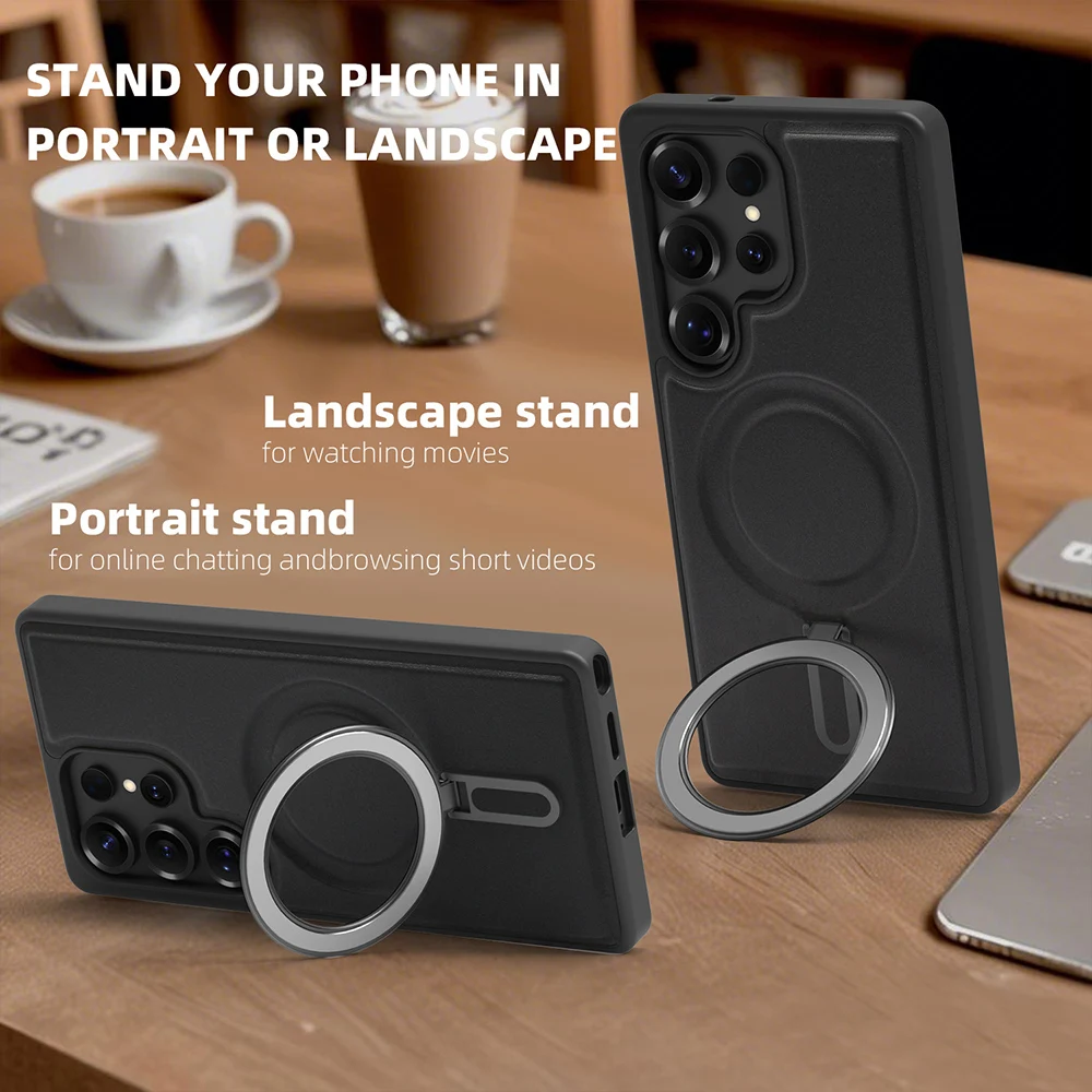 ขาตั้งแบบพลิกได้สำหรับเคสแม่เหล็ก Magsafe สำหรับ Samsung S25 S23 Ultra S24 FE S22 Plus S25 Edge รองรับการชาร์จไร้สาย ป้องกันการกระแทก