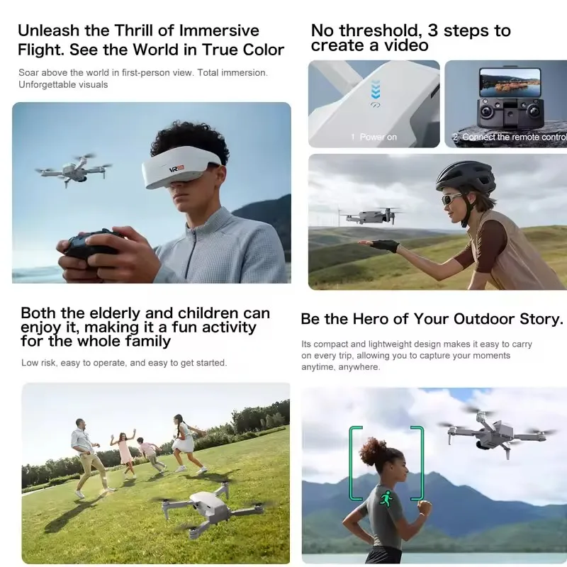 Brushless VR Glass WIFI FPV RC Drone 2.4G Optical Flow Hover Drone Wiht HD ESC Dual Camera 3D Rolling Remote Control Quadcopter