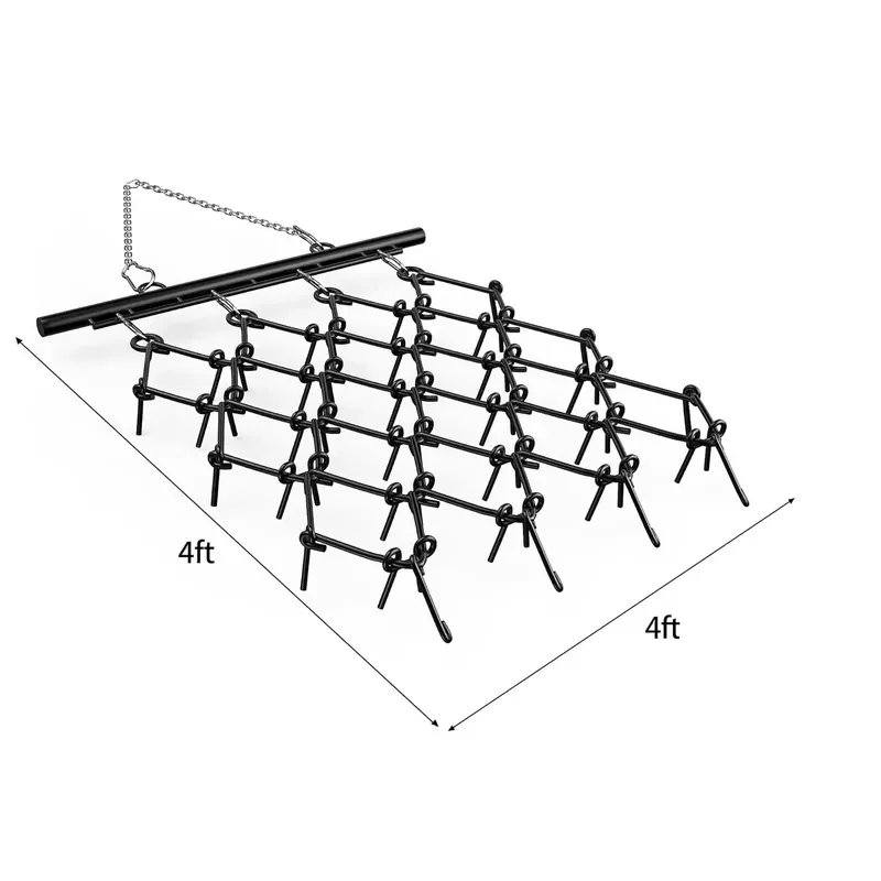 4.5 X 5 ft Heavy Steel Durable Chain Rake Field Leveling Drag Harrow Hook ATV Mower Tractor Motorcycle