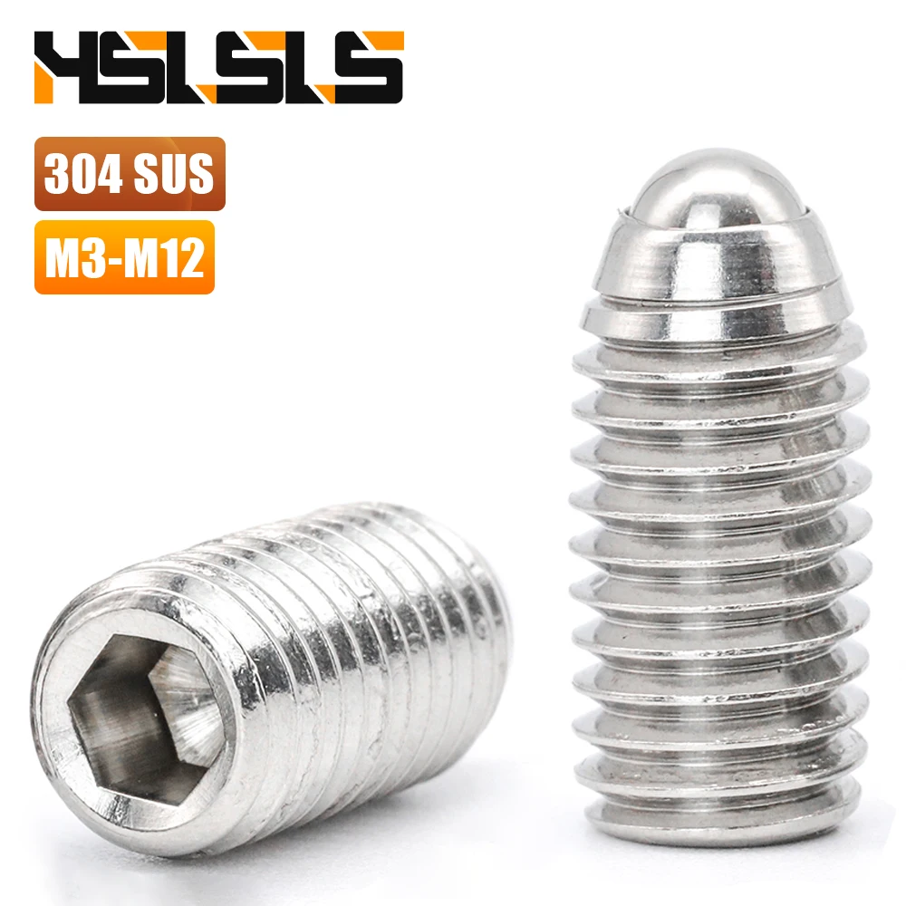 304 Stainless Steel Hexagon Ball Point Set Screw M3 M4 M5 M6 M8 M10 M12 Allen Socket Spring Ball Plunger Grub Point Set Screw