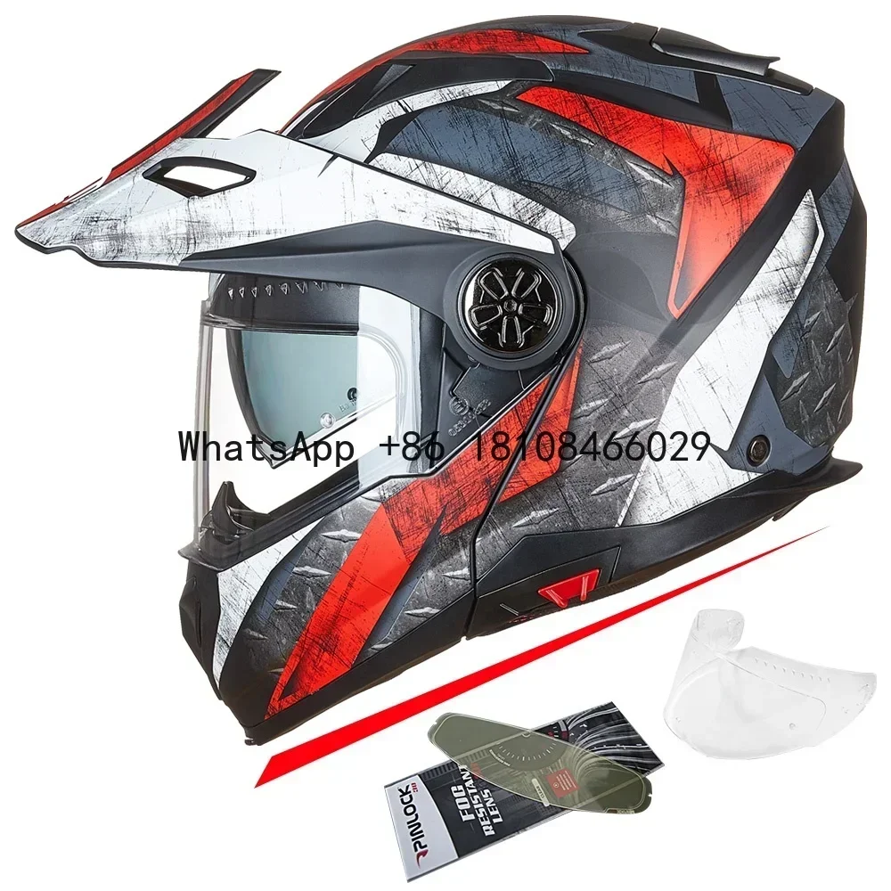 ILM Motorcycle Full Face Modular ATV Helmet Three in One Casco with Pinlock Anti Fog Visor for Men Women DOT Model-909F