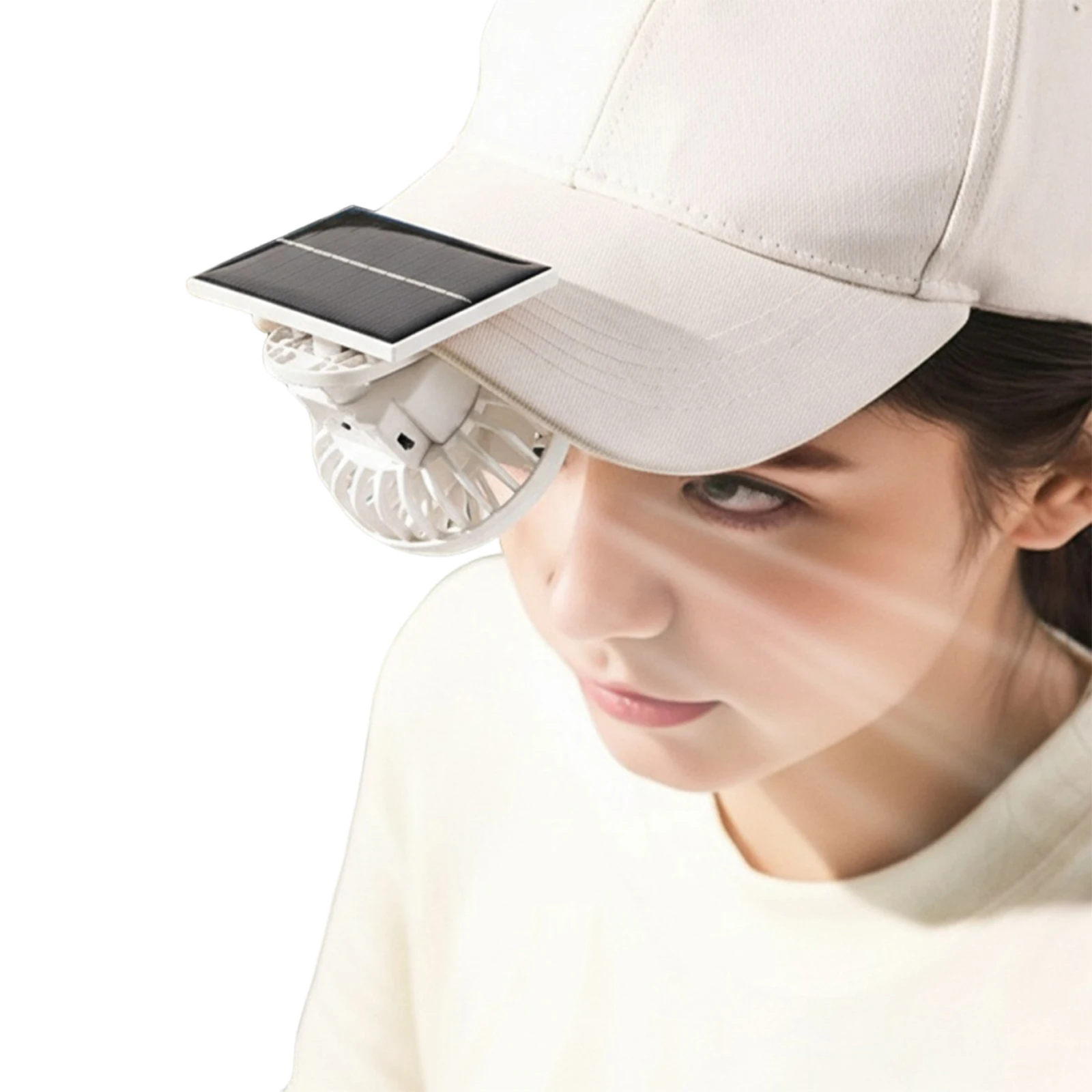 Solar Hat Clip Fan with Dual Power Compact Personal Cooling Device with Solar Energy for Outdoor Activities Travel Working