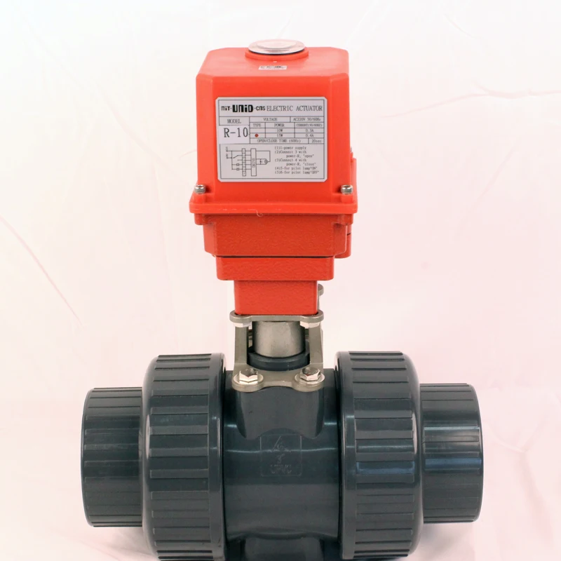 3inch Upvc Double Union Ball Valve 12V 24V 220V Electric Plastic Ball Valve