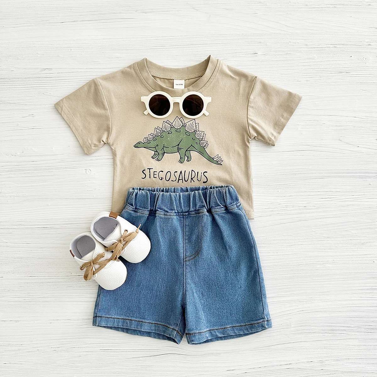 New Set Summer Baby Boy Clothes Cartoon Cotton T-shirt Short Sleeved+shorts Dinosaur Print Girl Clothes 0-3 Years Child Newborn