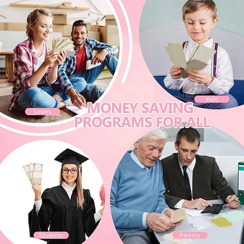 T04C-100 Envelope Challenge Binder Savings Binder For Save 5050 With Cash Envelopes For Budget Planning With Zipper Cover