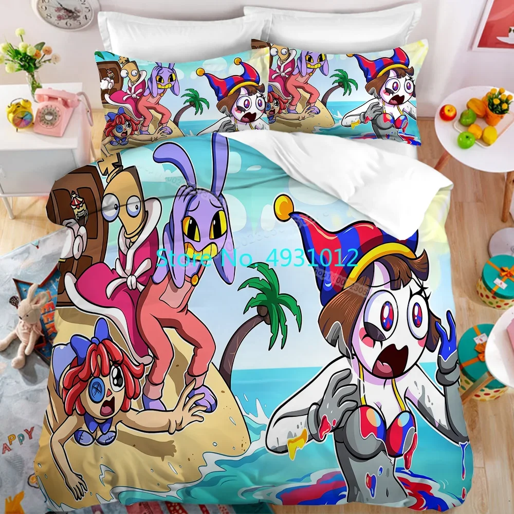 New Anime The Amazing Digital Circus Child Bedding Set Pillowcase Bedclothes Decor 3D Print Kids Boy Girl Quilt Duvet Cover Gift