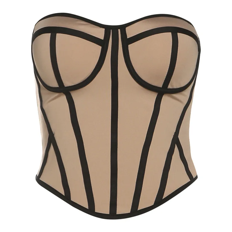 ملابس نسائية جديدة لخريف وشتاء 2025 بلون سادة موضة الشارع بقصة ضيقة وياقة كلمة واحدة سترة بدون ظهر ملفوفة على الصدر