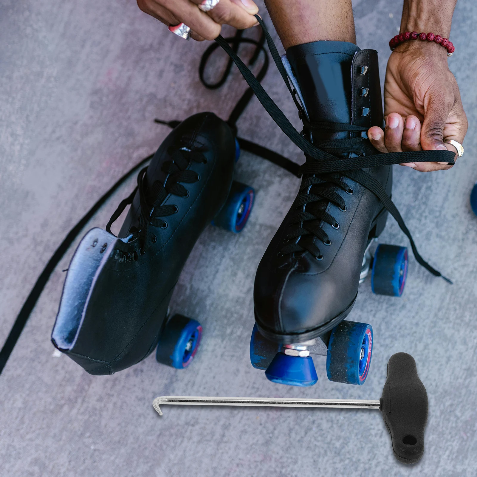 

2pcs Shoe Tightener Carbon Steel Plastic Portable Design For Ice Skates Hockey Boots Lace Tightening Tool Spring Puller Boot