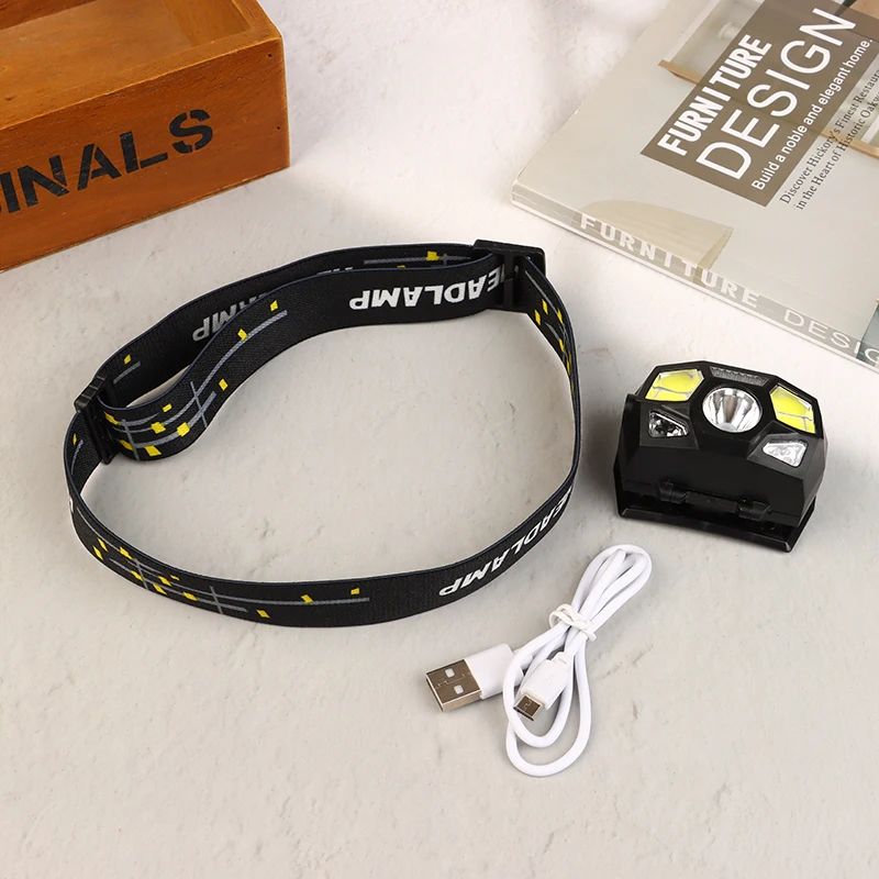 1PCS Tactical FAST MICH Helmet Light Signal Light Sensor Headlamp USB Charging Waterproof Light Hunting Fishing Headlight