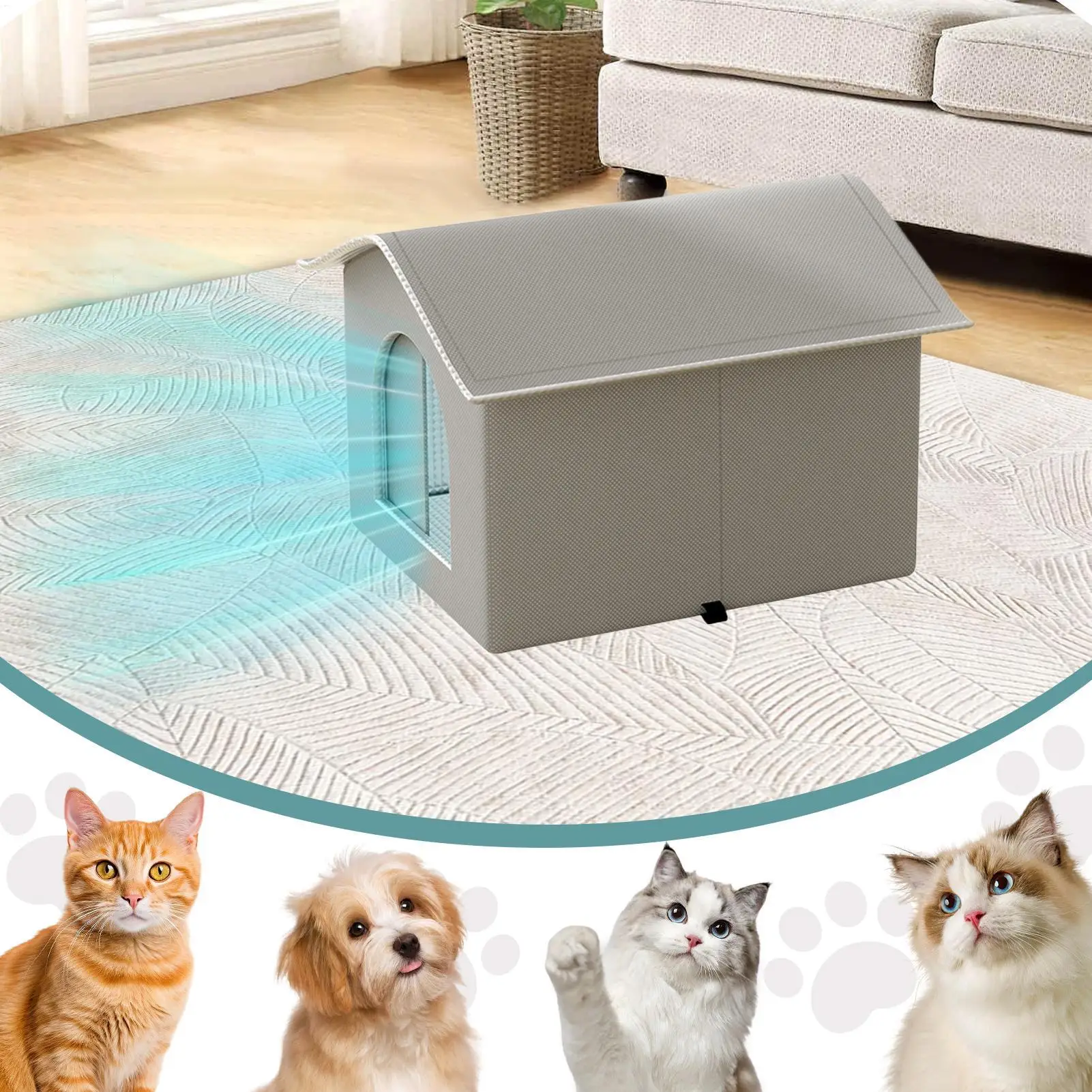 

Insulated Cat House Portable Insulated Dog House Pet Condos for Kittens Puppies Rabbits Hot Day Hideaway Home Travel Holiday