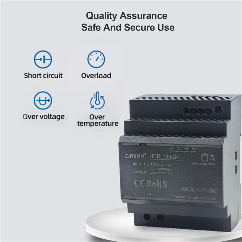 Din Rail Mounted Switching Power Supply HDR-15/30/60/100W 5V 12V 24V 48V Input  AC100-240V Mini Size smps