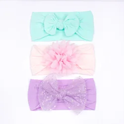 3Pcs Cute Bows Baby Headband Soft Elastic Baby Girl Hair Bands for Newborn Infant Turban Headwear Baby Hair Accessories