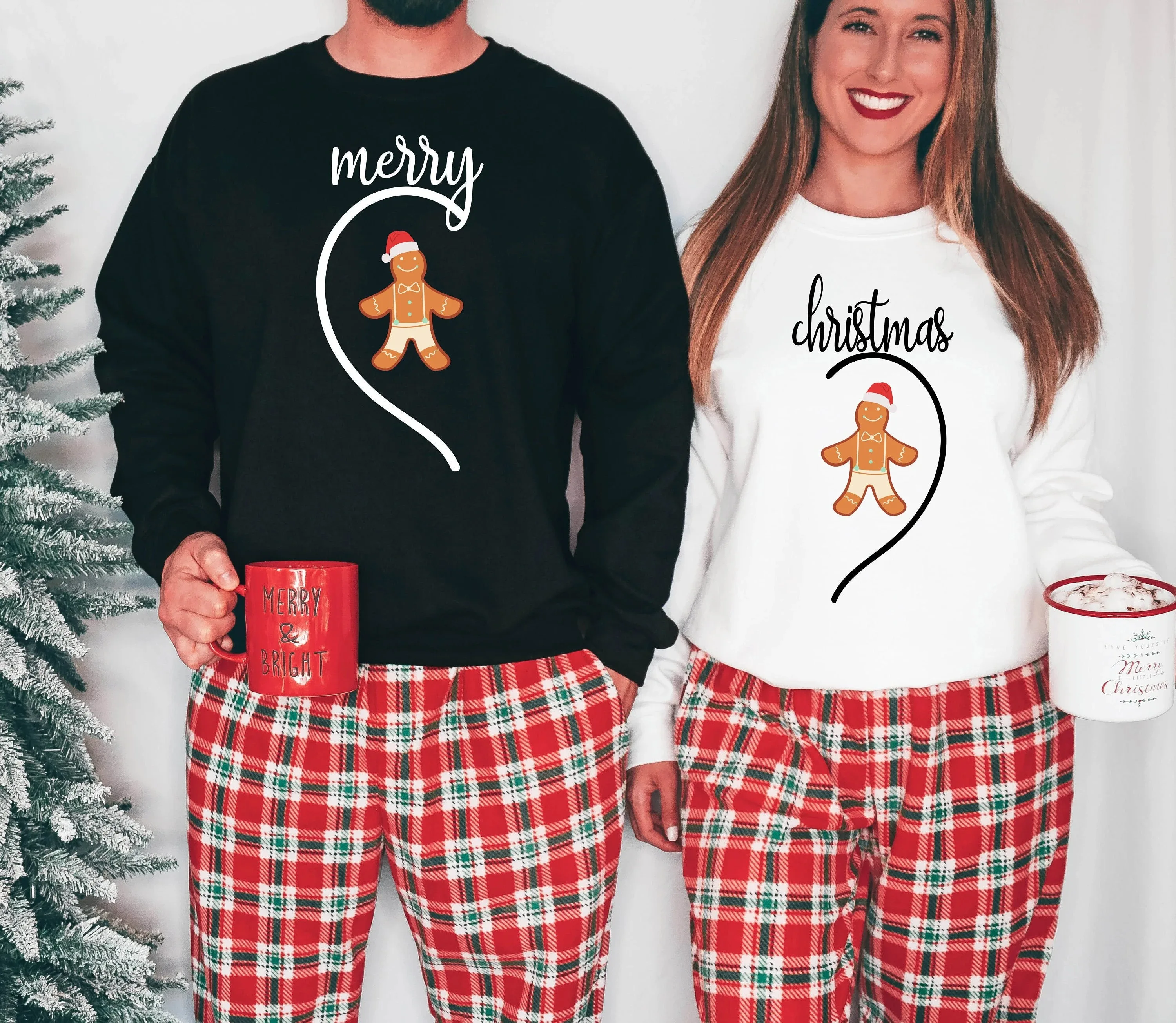 

Merry Christmas Gingerbread Man Boys Girls Couples Two Pack Crewneck Sweatshirt Soft Comfy Stylish Loose Plus Size Autumn Winter