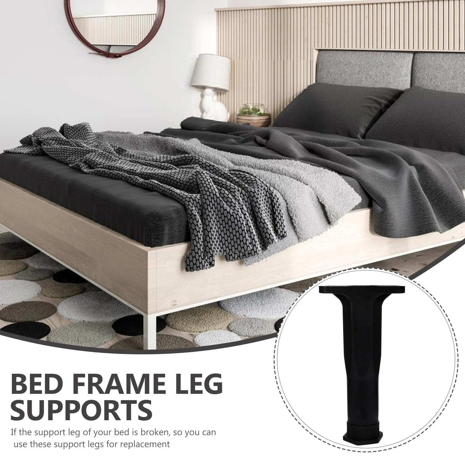 

4pcs Adjustable Frame Support Replacement Center Support For Bed Durable Strong Load-Bearing Furniture Legs Easy Install No