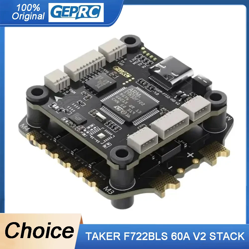 

GEPRC TAKER F722 BLS 60A V2 STACK 4IN1 ESC BLS 60A Flight Data Record Plug Play Racing FPV Drone 16MB Black Box Data Analyze