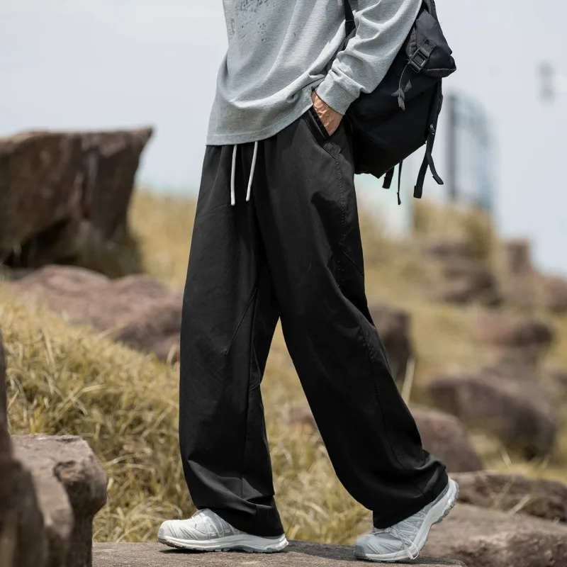 

Осенние мужские свободные прямые брюки-карго, хлопковые драпированные винтажные повседневные брюки, классические повседневные мешковатые спортивные брюки Y2K, верхняя одежда