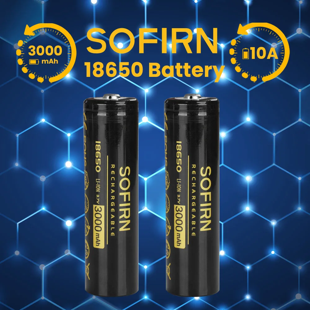 Sofirn recargable 18650 3000mAh descarga de cabezal superior 3,7 V HD celda NCR18650B Li-ion 18650 para antorcha/linterna/juguetes