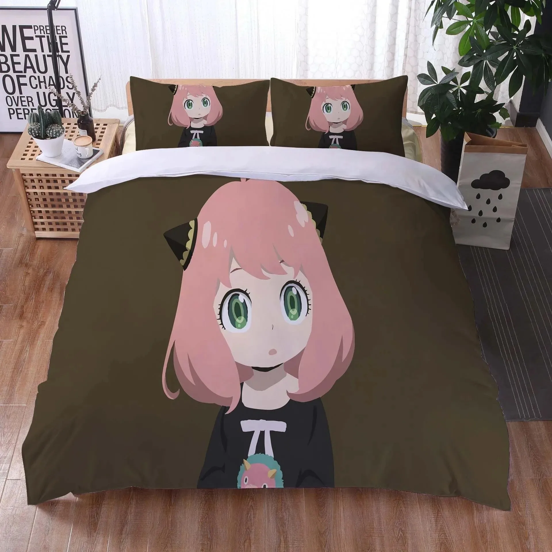 Anime Spy Family Anya Bedding Set Boys Girls Twin Queen Size Duvet Cover Pillowcase Bed Boys Adult Fashion Home Textileextile