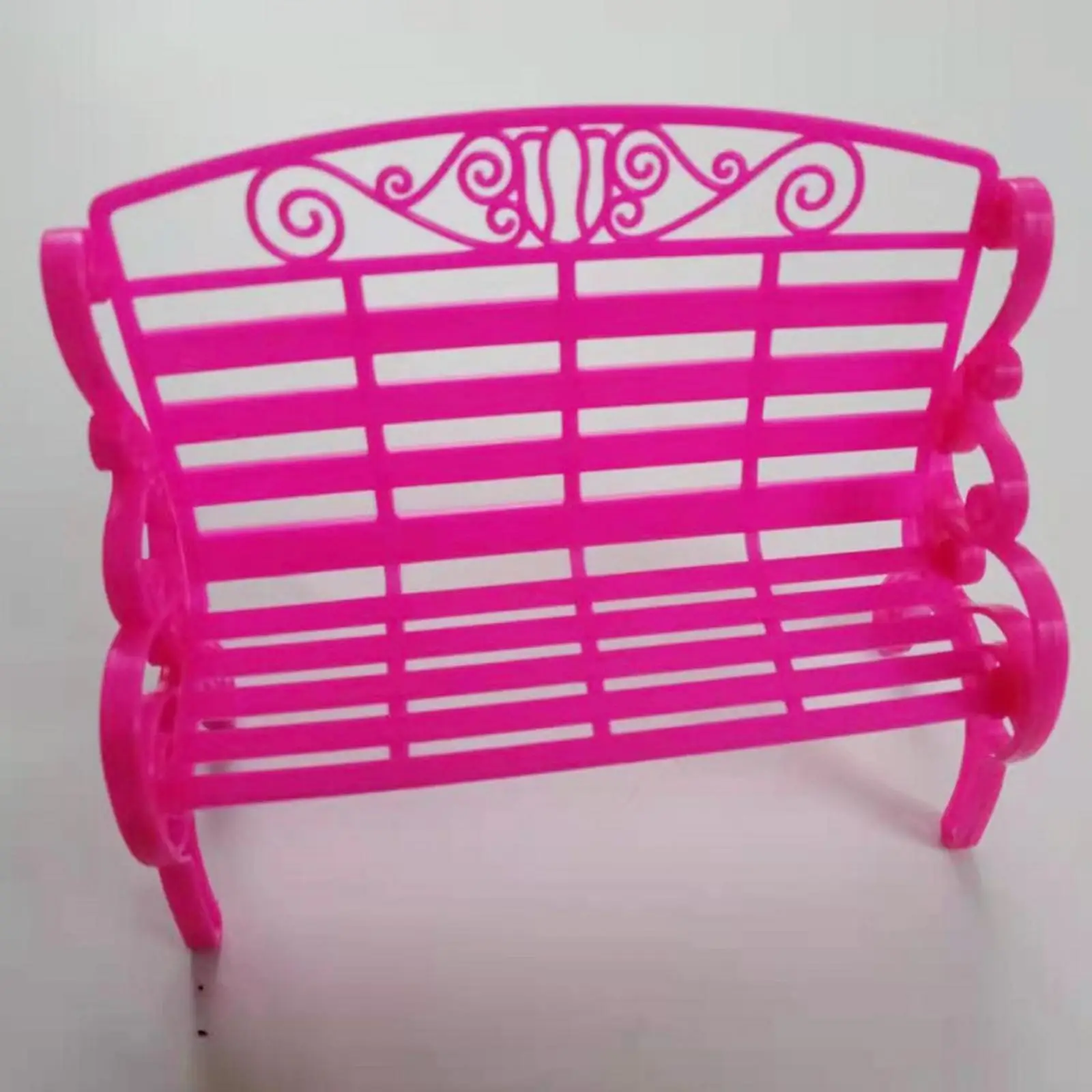 Pink 1/6 Scale Dollhouse Miniature Park Bench for Dolls House Garden Yard Furniture Decor Dolls Acc Model Toy