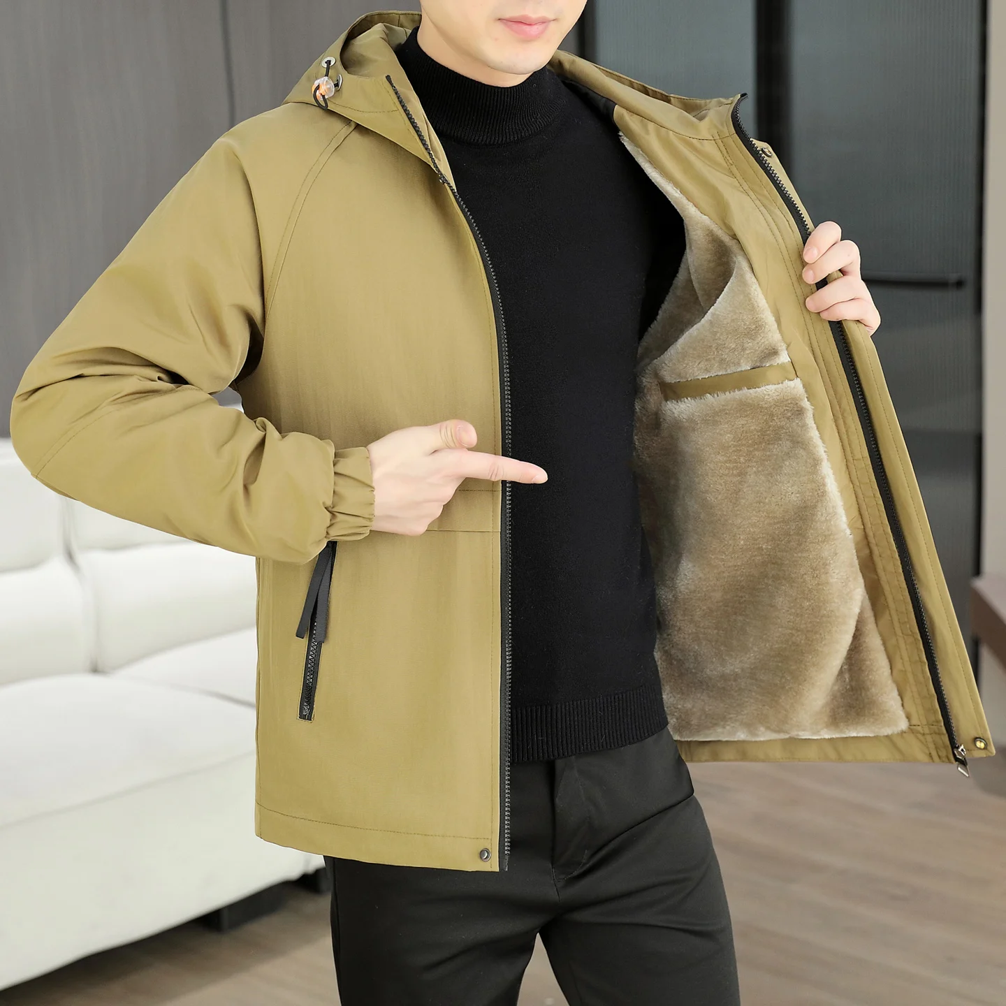 

Winter New Waterproof and Plush Thick Warm Hooded Jacket For Men's Casual Loose Sports Plus Large Size High-Quality Jacket M-4XL