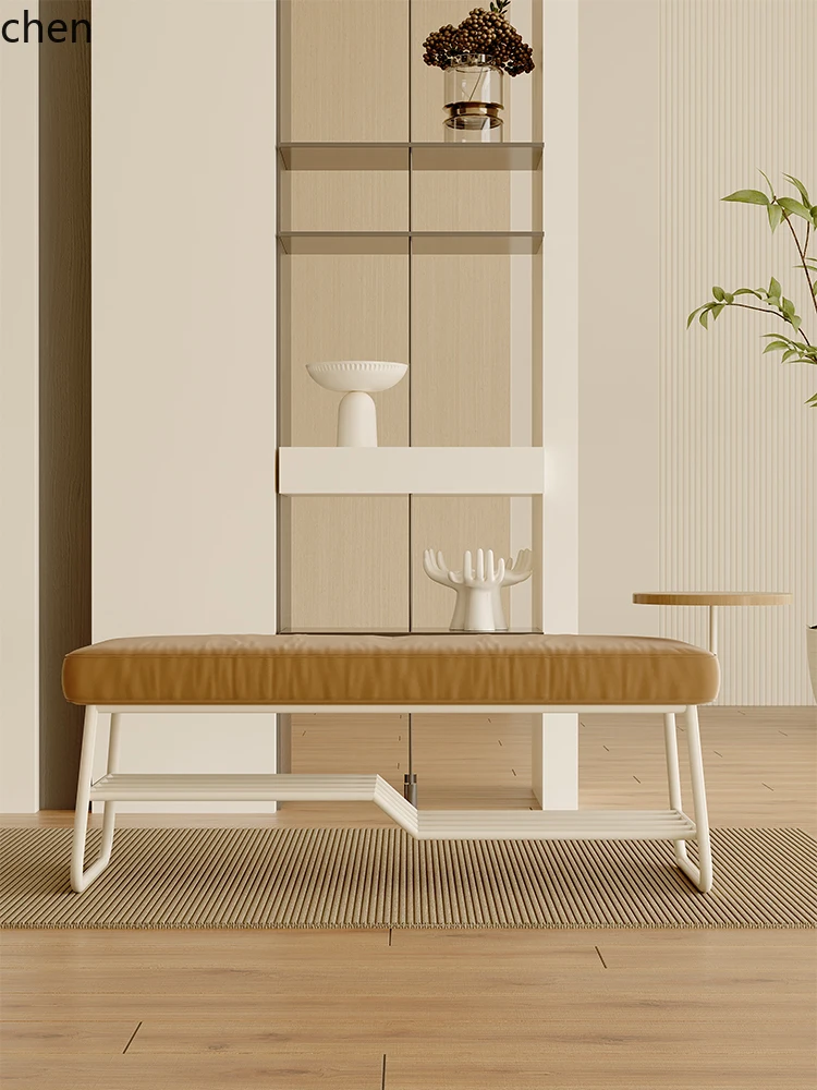 YFY Cream Style Shoe Changing Stool Home Doorway Entrance Footstool Sitting Shoe Cabinet